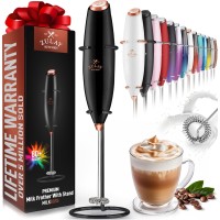 Zulay Powerful Handheld Milk Frother Foam Maker - Black & Copper